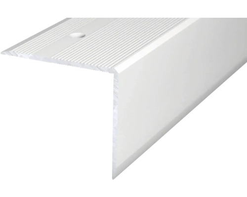 Treppenkantenprofil zum Schrauben Aluminium silber 40x45x2500 mm Stufenkantenprofil aus Metall mit geriffelter Oberfläche