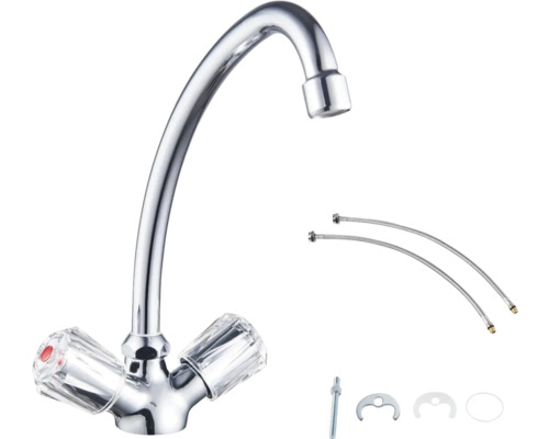 Küchenarmatur mit zwei Griffen und Zubehör