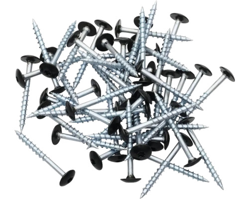 Haufen verzinkter Schrauben mit Dichtscheibe