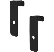 Zwei Regalwinkel aus Metall mit Befestigungslöchern