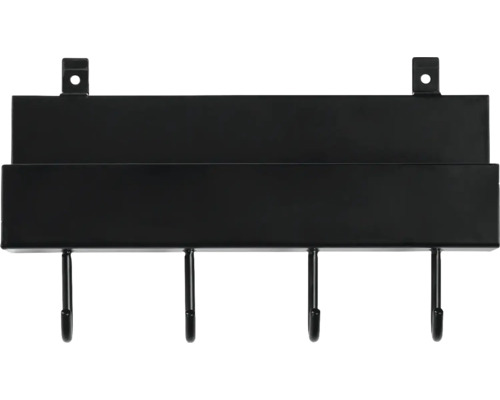 Schwarze Garderobe mit fünf Haken zur Wandmontage