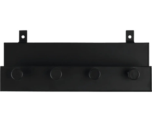Schwarze Wandgarderobe mit vier Haken zur Wandmontage