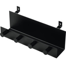 Schwarze Garderobe mit vier Haken zur Wandmontage