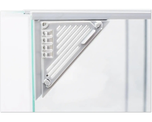 Detailaufnahme einer Aquarium-Eckverbindung aus Kunststoff