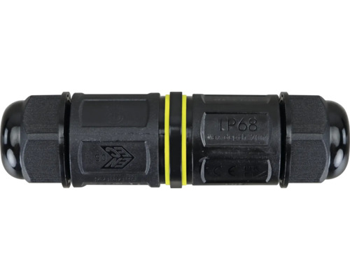 Schwarzer Kabelverbinder mit Schutzart IP68