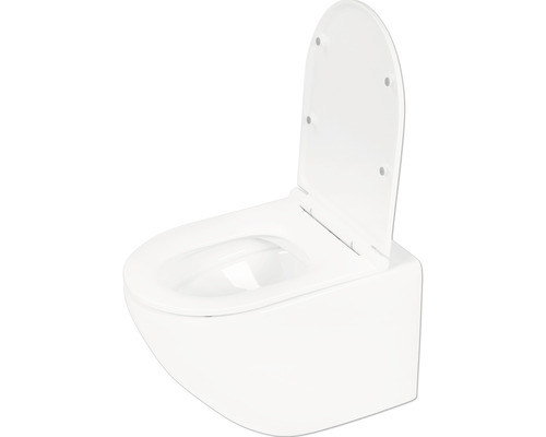 Wandtiefspülklosett-Set Differnz spülrandlos weiß mit WC-Sitz
