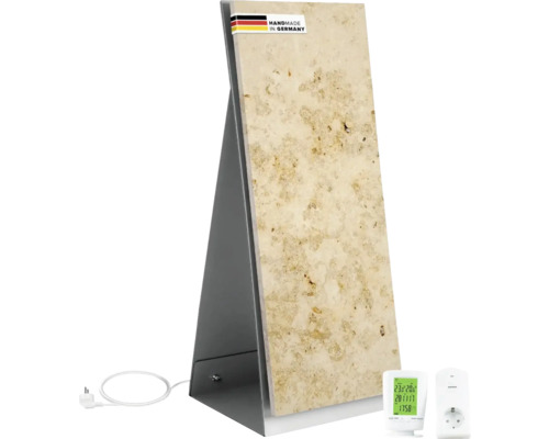 Infrarot Natursteinheizung Marwona Lymonit 100x40 cm 800 Watt inkl. Funkthermostat Empfänger und Standfuß