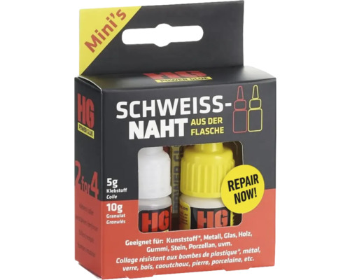 HG Power Glue Sekundenkleber Schweißnaht aus der Flache 5 g Klebstoff und 10 g Granulat HG Power Glue Sekundenkleber Schweißnaht aus der Flache 5 g Klebstoff und 10 g Granulat