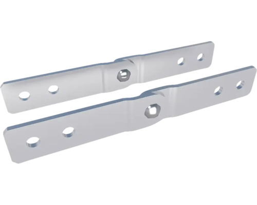Zwei Metallscharniere mit Befestigungslöchern