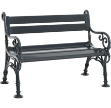 Gartenbank aus Metall mit Rückenlehne und Armlehnen