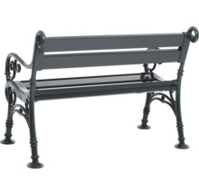 Gartenbank aus Metall mit geschwungenen Armlehnen