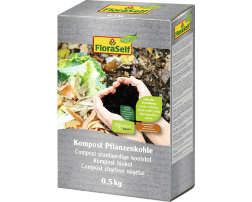 Pflanzenkohle für die Kompostierung FloraSelf Nature 0,5 kg FloraSelf Kompost Pflanzenkohle 0,5 Kilogramm Packung