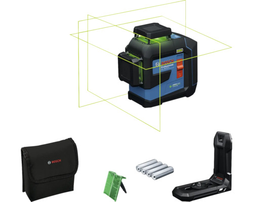 Bosch Professional Linienlaser mit Zubehör wie Tasche, Batterien und Halterung