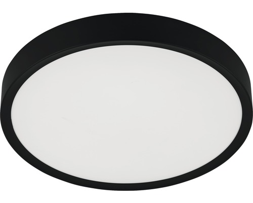 LED Deckenleuchte H 75 mm Ø 440 mm 36 W 3900 lm 3000 K warmweiß IP20 schwarz Runde Deckenleuchte mit schwarzem Rahmen