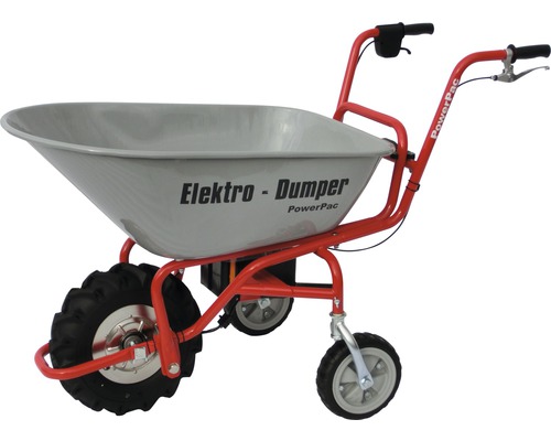 Akku-Schubkarre Elektrische Schubkarre PowerPac ED120 12 V inkl. Wanne 115 Liter Elektro Schubkarre mit Kippfunktion