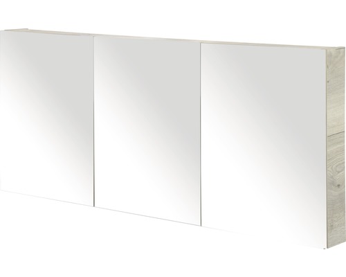 Spiegelschrank Sanox 3-türig 160x13x65 cm Eiche natur mit doppelseitige Spiegeltüre