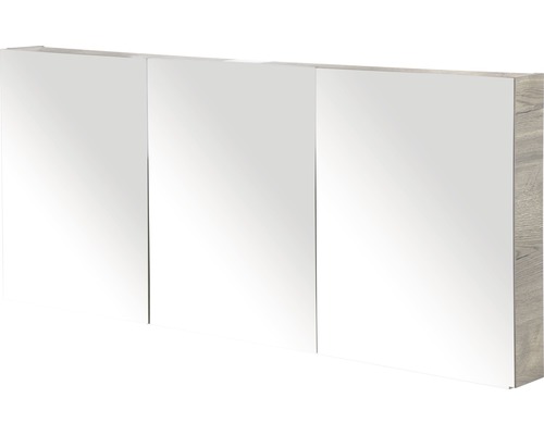 Spiegelschrank Sanox 3-türig 160x13x65 cm tabacco mit doppelseitige Spiegeltüre