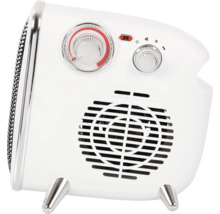 Weißer Heizlüfter mit Temperaturregler und Ventilatorstufen