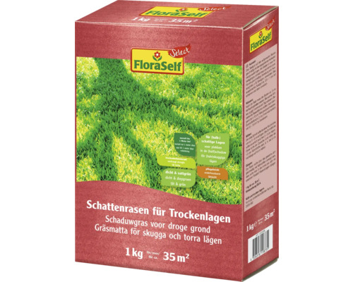 FloraSelf Schattenrasen für Trockenlagen, 1 kg, geeignet für circa 35 Quadratmeter