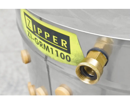 Zipper ZI-GRM1100 Gerätedetail mit Wasseranschluss und Firmenlogo