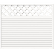 Sichtschutzzaun aus Holz mit Latten und Rankgitter