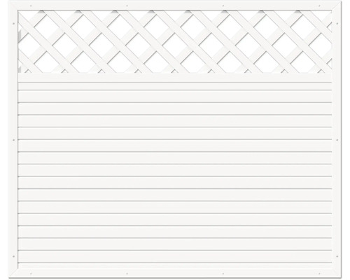 Sichtschutzzaun aus Holz mit Latten und Rankgitter