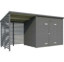 Holzgartenhaus mit Geräteschuppen und Holzlager