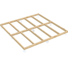 Holzrahmenkonstruktion für Gartenhausfundament mit Schraubfundamenten