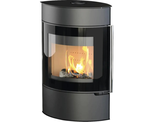 Kaminofen Thermia Elipso Max Stahl schwarz 8 kW Drehbar mit Holzfach