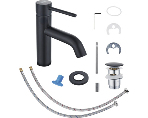 Waschtischarmatur und Zubehör für die Installation.