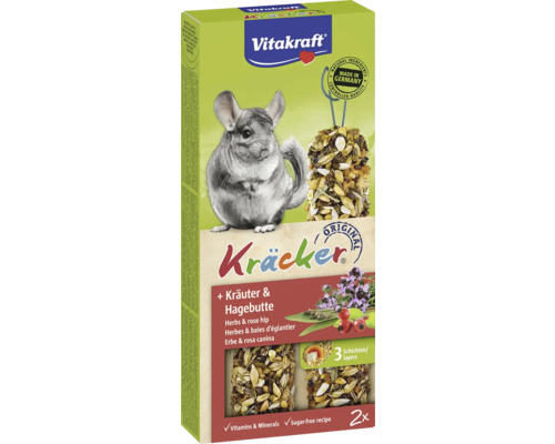 Vitakraft Kräcker für Chinchillas mit Kräutern und Hagebutte, 2 Stück