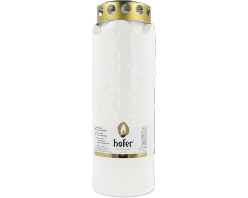 Grablicht Hofer Kristalllicht 27 cm weiß