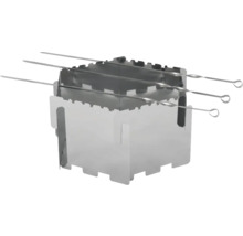 Grill aus Edelstahl mit Grillspießen