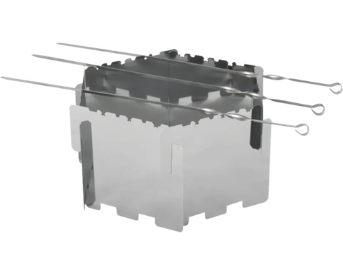 Grill aus Edelstahl mit Grillspießen