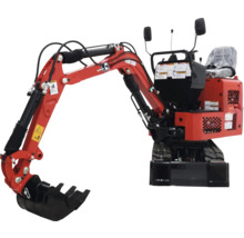 Roter Minibagger mit Schaufel