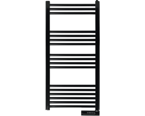 Schwarzer Handtuchwärmer mit horizontalen Heizstäben