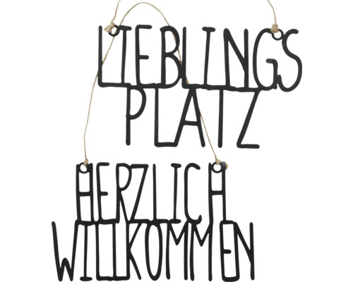 Dekoratives Schild mit den Worten Lieblingsplatz Herzlich Willkommen zur Wandmontage