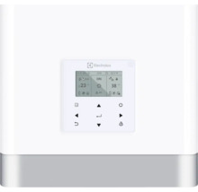 Electrolux Logo. Bedienfeld einer Heizungsanlage mit digitaler Anzeige.