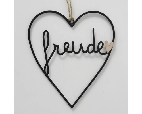 Dekoratives Herz mit der Aufschrift Freude und einer kleinen Herzapplikation