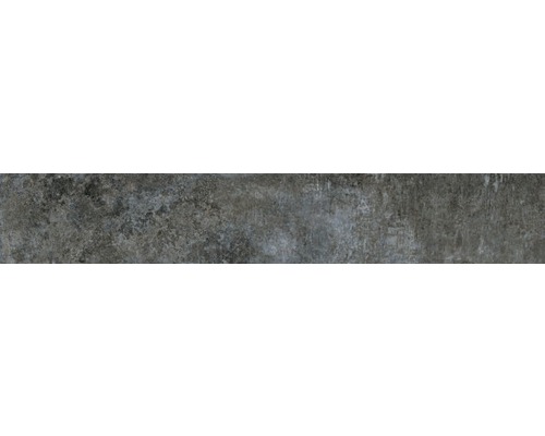 Feinsteinzeug Sockelfliese Industrial Night 10x60 cm lappato Graue Steinzeugfliese mit matter Oberfläche