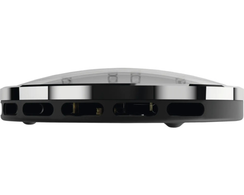 Intelligenter Bewegungsmelder mit transparenter Abdeckung und Belüftungsöffnungen.