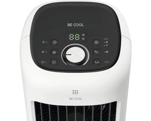 Nahaufnahme der Bedienelemente eines Luftkühlers der Marke Be Cool