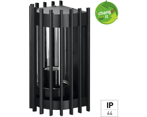 Dekorative Laterne mit Glaszylinder und Metallrahmen, Schutzart IP44, Change2-it-Symbol
