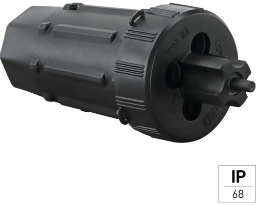 Schwarzer Kabelverbinder mit Schutzart IP68