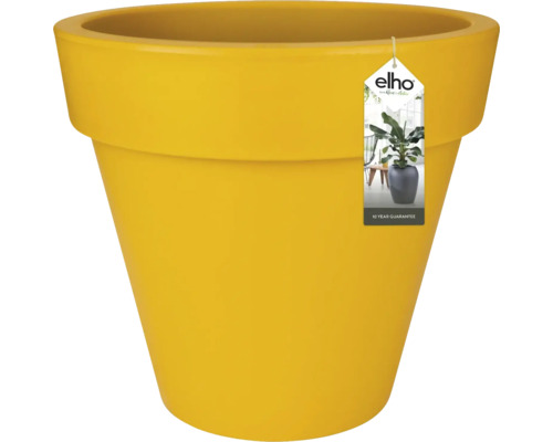 Gelber Blumentopf mit Elho Logo und 10 Jahre Garantie