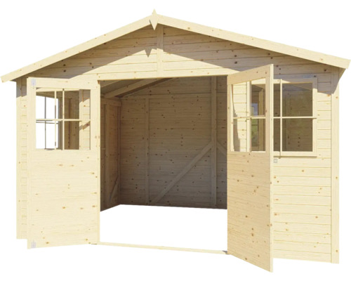 Holzgartenhaus mit Doppeltür und Fenstern