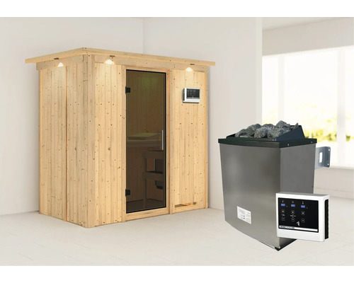 Sauna mit Saunaofen und Saunasteuerung