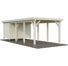 Holzcarport mit Geräteschuppen