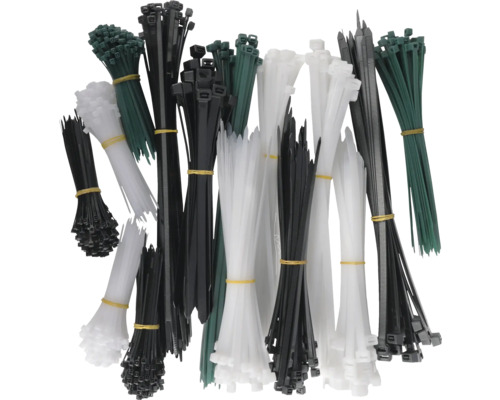 Bündel von Kabelbindern in verschiedenen Größen und Ausführungen