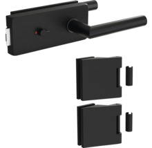 Glastürschloss-Set mit Türdrücker und zwei Türbändern